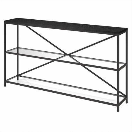 HUDSON & CANAL 55 in. Wide Fionn Rectangular Console Table, Blackened Bronze & Black AT1541